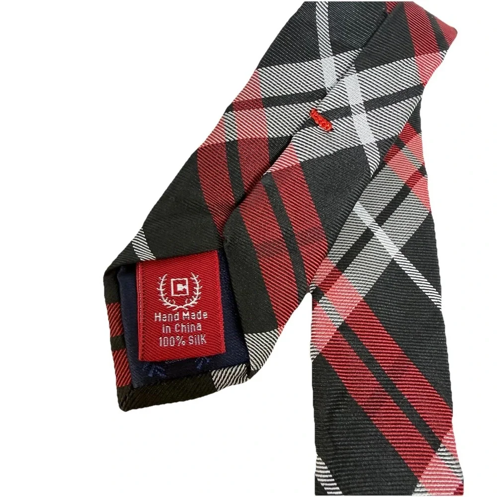 Chaps Tie Stripes Mens Necktie 100% Silk Red Black Formal Business Work Occasion